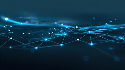 Abstract blue web of light points and connecting lines, suggesting data flow.