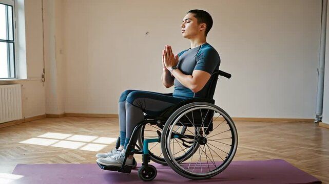 Person in a wheelchair doing yoga.