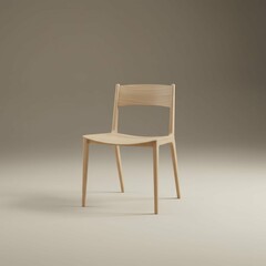 Wooden Chair on Neutral Background Furniture Interior Design