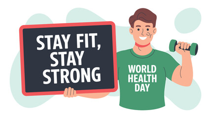 World Health Day vector illustration in flat design showing medical professionals, heart health, stethoscope, and healthcare icons – perfect for hospital, clinic, wellness, and medical campaign design