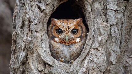 Obraz premium indian scops owl or Otus bakkamoena portrait perched on branch in a natural setting at keoladeo national park or bharatpur bird sanctuary rajasthan india