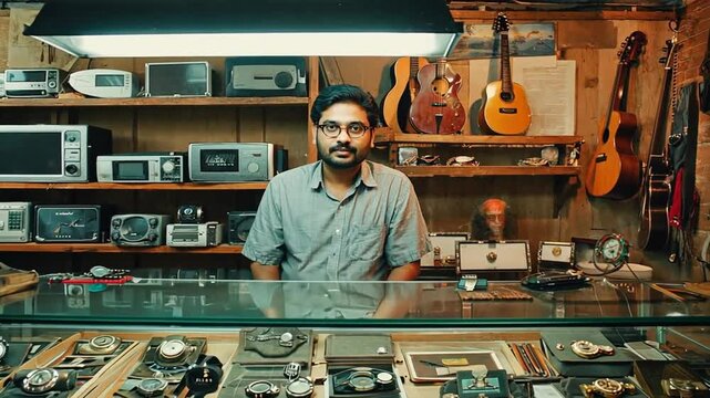 Man in a pawn shop.