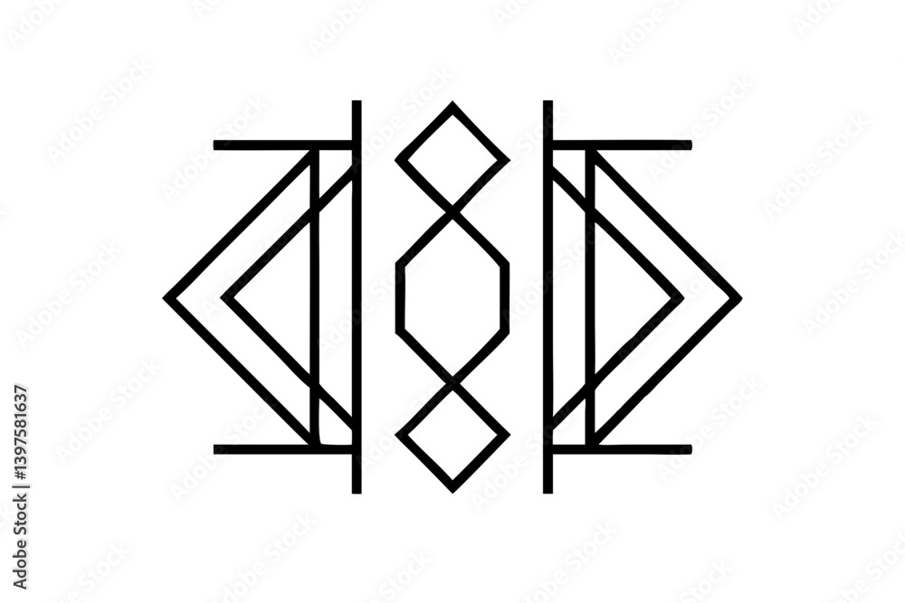 Aufkleber a striking geometric design featuring bold black lines creating interlocking shapes, a mesmerizing i