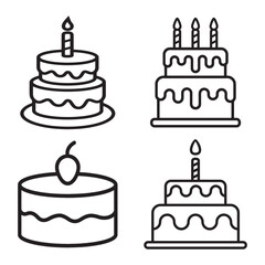 Birthday Celebration Cake with Burning Candles on Top