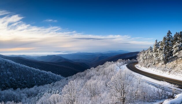 Winter snow on the Blue Ridge Parkway from Beacon Heights