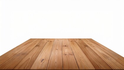 Naklejka premium Empty wood table top isolated on white background for display or montage product