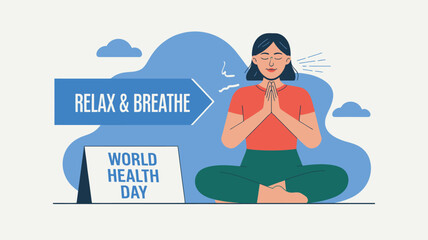 World Health Day vector illustration in flat design showing medical professionals, heart health, stethoscope, and healthcare icons – perfect for hospital, clinic, wellness, and medical campaign design