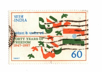 A vintage postage stamp from India.