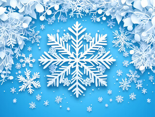 Illustration of large snowflakes on blue background