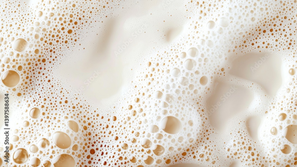 Aufkleber close-up of frothy bubbles on creamy liquid surface creating a textured pattern.