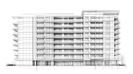 Front facade blueprint layout of residential house high resolution picture