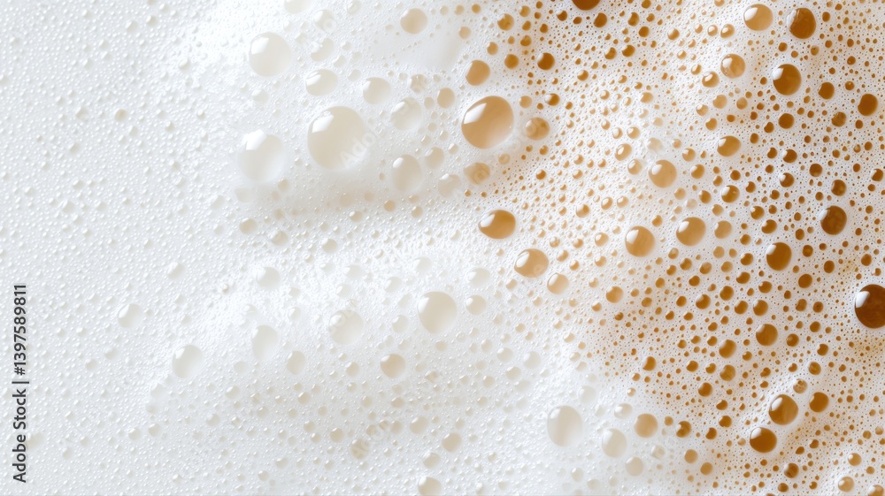 Poster close-up of frothy coffee bubbles creating a textured pattern on creamy surface.