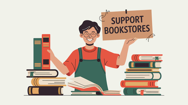 World Book and Copyright Day Concept Featuring Open Books, Light Bulb, Quill Pen, Copyright Symbol, and Reading Elements in Flat Vector Style – Celebrating Literature, Creativity, and Intellectual Pro - Powered by Adobe