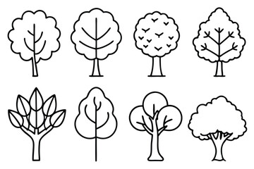 Variety of Tree Icons for Nature and Ecology Themes