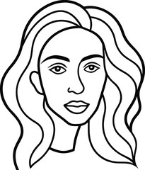 Abstract Female Face Line Drawing Minimalist Profile Vector Art