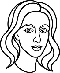 Abstract Female Face Line Drawing Minimalist Profile Vector Art