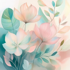 Subtle Abstract Flora in Soft Pastels
