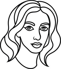 Abstract Female Face Line Drawing Minimalist Profile Vector Art