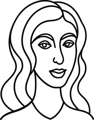 Abstract Female Face Line Drawing Minimalist Profile Vector Art