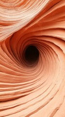 Obraz premium Curves and lines of vibrant orange sandstone draw the eye towards the darkened abyss of Antelope Canyon, showcasing the beauty of nature's design in the desert