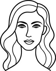 Abstract Female Face Line Drawing Minimalist Profile Vector Art