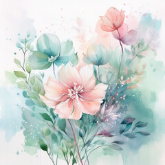 Subtle Abstract Flora in Soft Pastels
