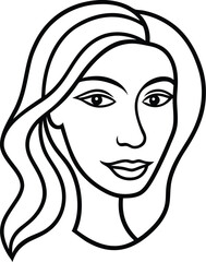 Abstract Female Face Line Drawing Minimalist Profile Vector Art