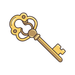 antique key icon, antique key vector illustration-simple illustration of antique key, perfect for antique key logos and icons