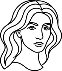 Abstract Female Face Line Drawing Minimalist Profile Vector Art