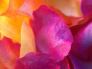 Abstract macro of crushed flower petals with vibrant colors and softbox lighting