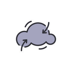 Cloud shrink colored icons, minimalist vector illustration ,simple transparent graphic element .Isolated on white background