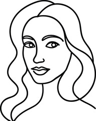 Abstract Female Face Line Drawing Minimalist Profile Vector Art