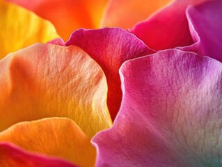 Abstract macro of crushed flower petals with vibrant colors and softbox lighting