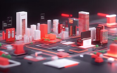 Futuristic Cityscape, Digital Network