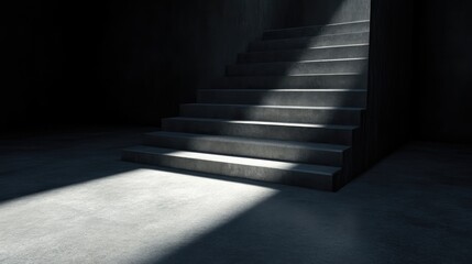 Fototapeta premium Dark Concrete Staircase Illuminated by Light