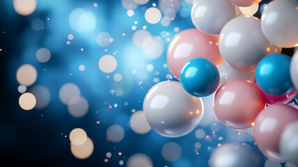 Bubbles and spheres in vibrant colors create dynamic and abstract background with dreamy atmosphere