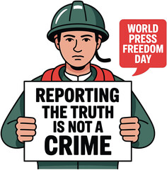 World Press Freedom Day Concept with Microphone, Newspaper, Camera, and Journalistic Symbols in Modern Flat Vector Style &ndash; Ideal for Media Rights, Journalism, and Freedom of Speech Themes