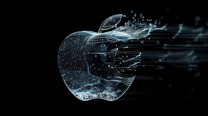 The iconic Apple logo, reimagined,
In layered metal, a modern design.