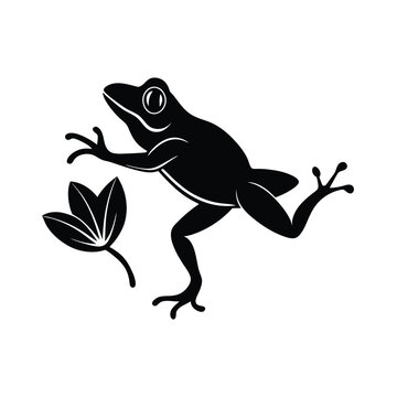 black frog leaping near leaf clip art preview
