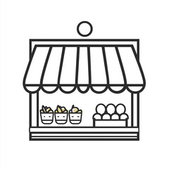 Market Solid Line Icon Isolated on White Background