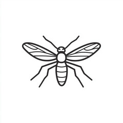 Mosquito Solid Line Icon Isolated on White Background