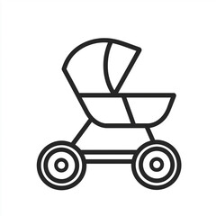 Pram Solid Line Icon Isolated on White Background