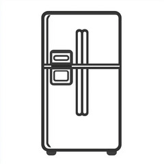 Refrigerator Solid Line Icon Isolated on White Background