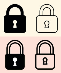 Unlock Symbol - Security, Privacy & Open Access Concept with Padlock, Keyhole & Lock Icons on White Background. Flat Vector Illustration for Web & Apps