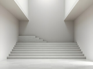 Fototapeta premium bright stairs interior, liminal place style, minimalistic view 