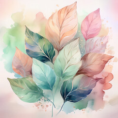 Watercolor Dreamy Leaves and Soft Gradients
