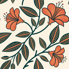 Seamless pattern design created with colors and animal and plant images specific to the African continent