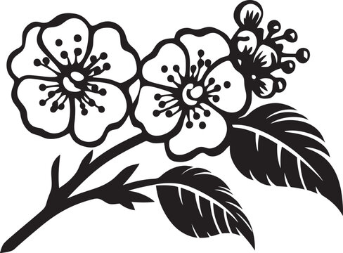 black and white floral branch design clip art preview