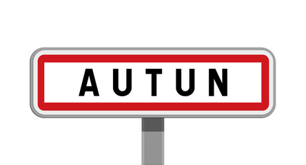 Panneau sur poteau d'Autun, Saône-et-Loire, Bourgogne-Franche-Comté