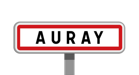 Panneau sur poteau d'Auray, Morbihan, Bretagne